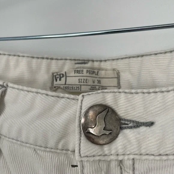 Free People Women's Off White Stretch Skinny Mid Rise Corduroy Pants Size W 30 - Picture 5 of 9